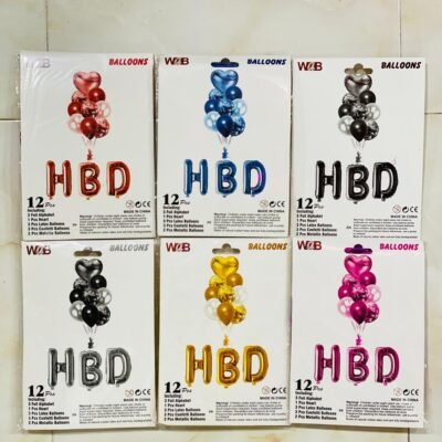 12PCS HBD Theme Decoration Set | 6 Color Options for Birthday Parties
