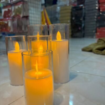 Glass LED Candles | Set of 3 Elegant Flameless Candles for Décor