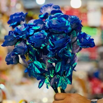 Glitter Shiny Artificial12 Flower Bunch | Sparkling Blooms for Decoration