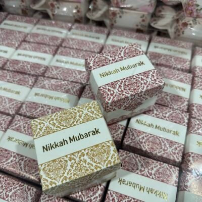 Elegant Nikkah Bid Boxes | Maroon & Golden | 50pc Pack | Luxury Wedding Gift Packaging