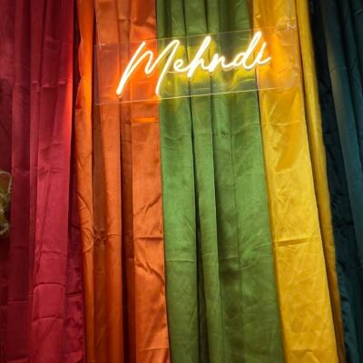 Colorful Backdrop Curtains 3×9 ft – Mehndi & Dholki Event Decor | Stage, Photography & Party Decoration