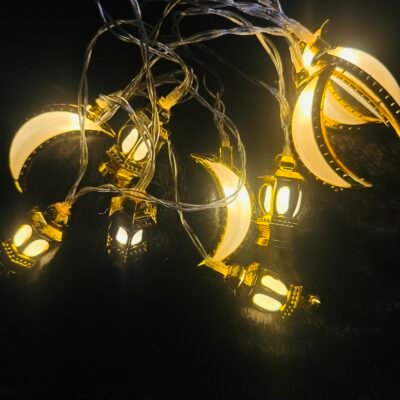 Moon & Lantern Fairy Lights | Decorative LED String Lights for Ramadan & Home Décor