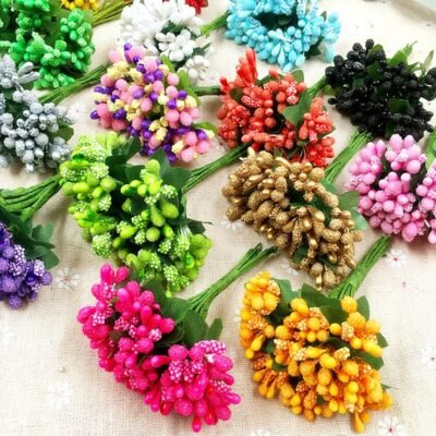 Artificial Stamen Bud Bouquet Leaf Flowers for Home| Garden, Wedding & Car Decoration